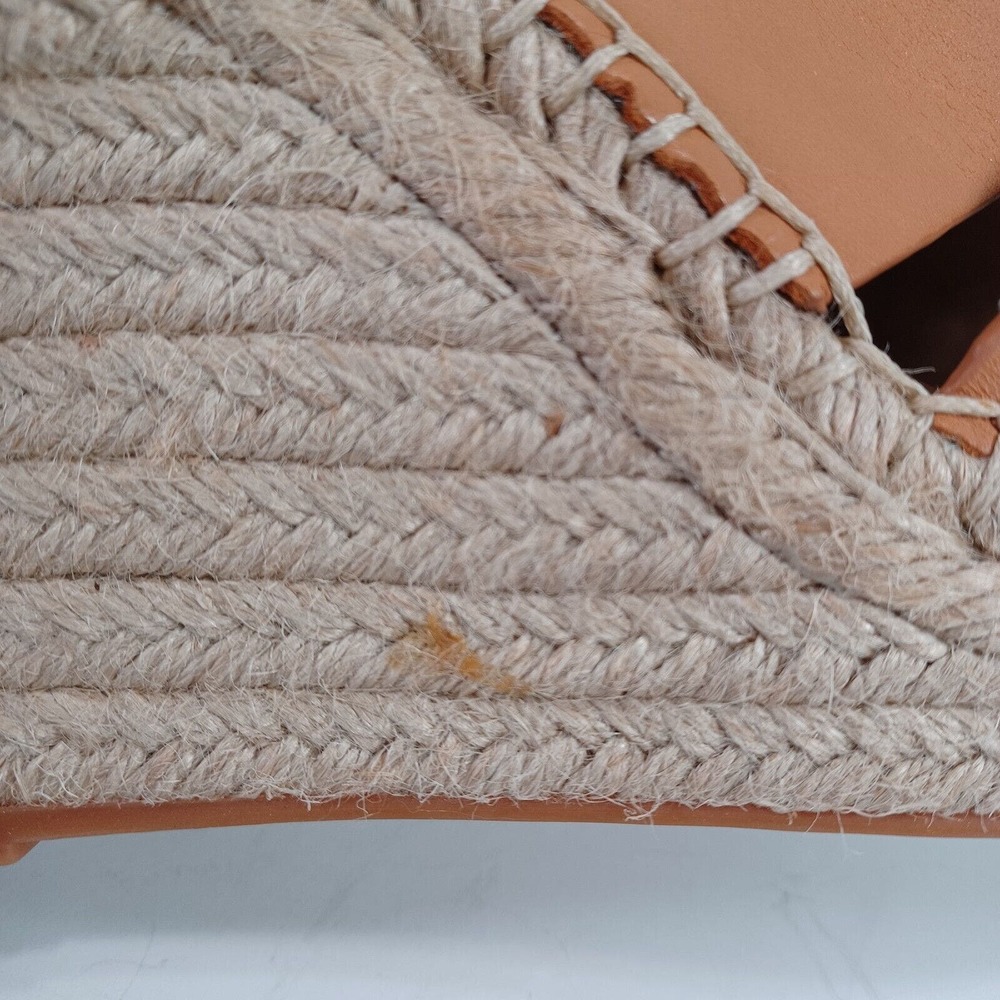 Treasure & Bond Size 7.5 SANNIBEL Tan Leather Jute Wedge Ankle Strap Sandal - Picture 5 of 10